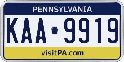 PA license plate KAA9919