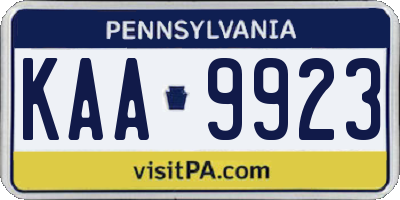 PA license plate KAA9923