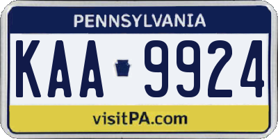 PA license plate KAA9924