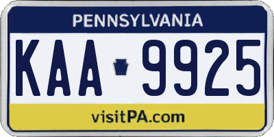 PA license plate KAA9925