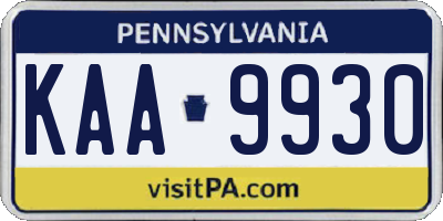 PA license plate KAA9930