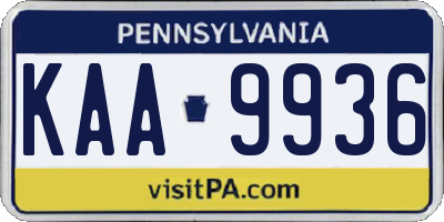 PA license plate KAA9936