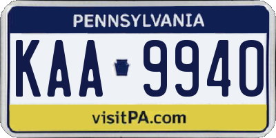 PA license plate KAA9940