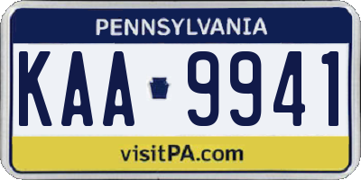PA license plate KAA9941