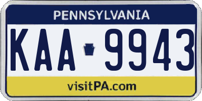 PA license plate KAA9943