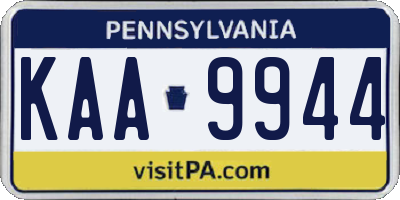 PA license plate KAA9944