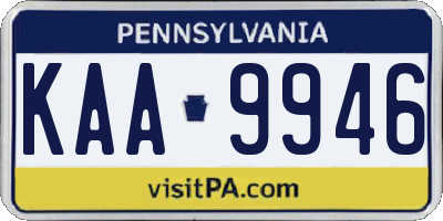 PA license plate KAA9946