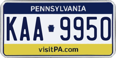 PA license plate KAA9950