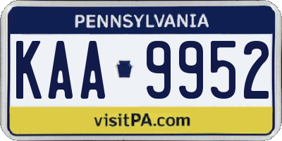 PA license plate KAA9952