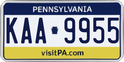 PA license plate KAA9955