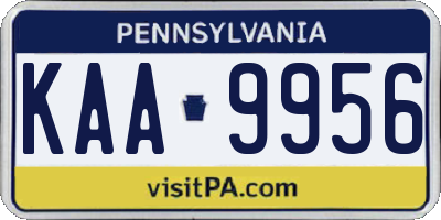 PA license plate KAA9956