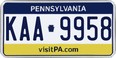 PA license plate KAA9958