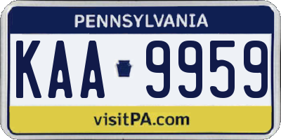 PA license plate KAA9959