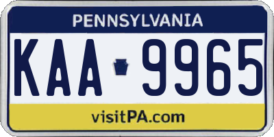 PA license plate KAA9965