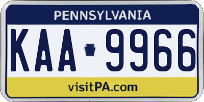 PA license plate KAA9966