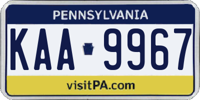 PA license plate KAA9967