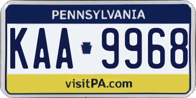 PA license plate KAA9968