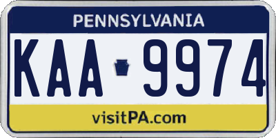 PA license plate KAA9974