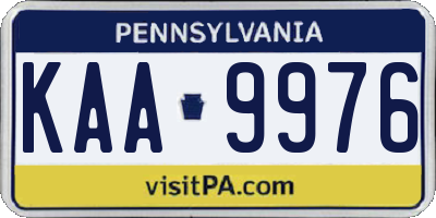 PA license plate KAA9976