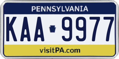PA license plate KAA9977