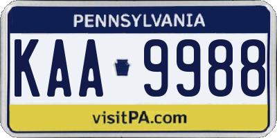 PA license plate KAA9988