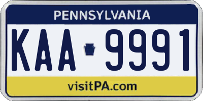 PA license plate KAA9991