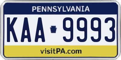 PA license plate KAA9993
