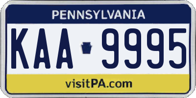 PA license plate KAA9995