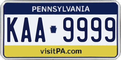 PA license plate KAA9999
