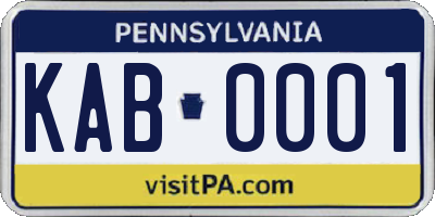 PA license plate KAB0001