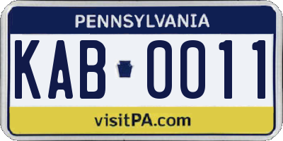 PA license plate KAB0011