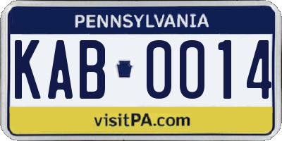 PA license plate KAB0014
