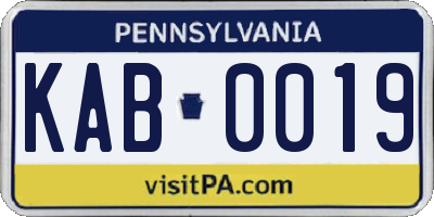 PA license plate KAB0019