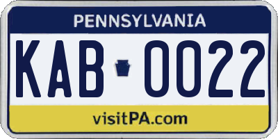 PA license plate KAB0022