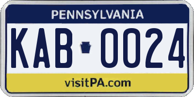 PA license plate KAB0024