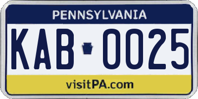 PA license plate KAB0025