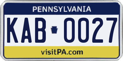 PA license plate KAB0027