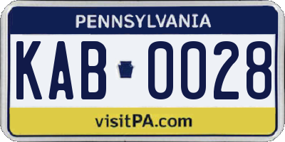 PA license plate KAB0028