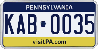 PA license plate KAB0035
