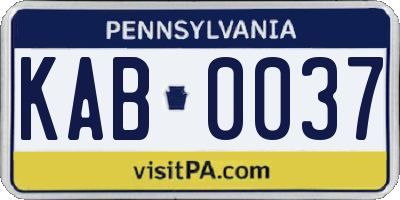 PA license plate KAB0037