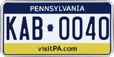 PA license plate KAB0040