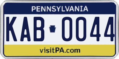 PA license plate KAB0044