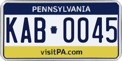 PA license plate KAB0045