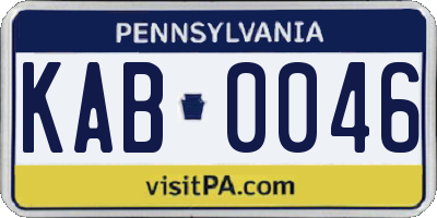 PA license plate KAB0046