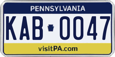 PA license plate KAB0047