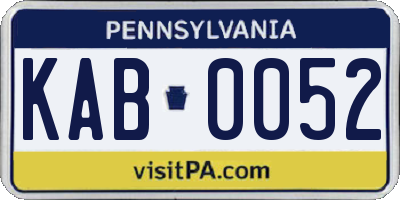 PA license plate KAB0052