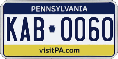 PA license plate KAB0060