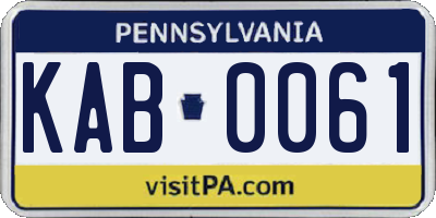 PA license plate KAB0061
