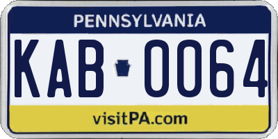PA license plate KAB0064