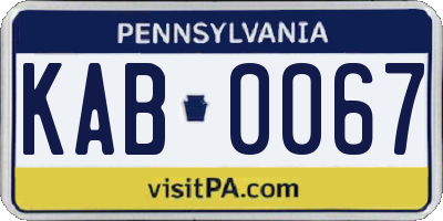 PA license plate KAB0067